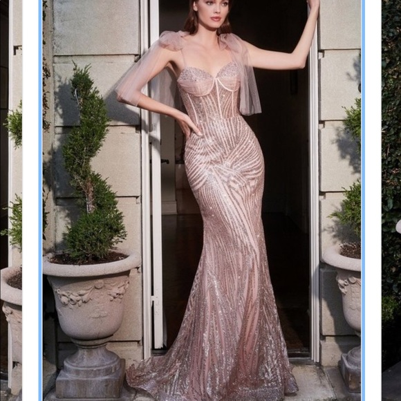 Rose gold Mermaid Glitter Gown - Picture 1 of 5